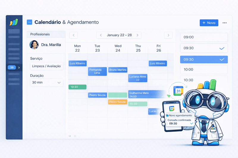 Agenda de visitas com confirmação e lembrete automático
