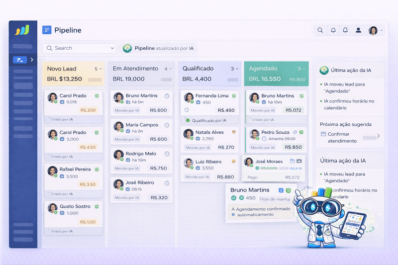 CRM completo para corretor — pipeline visual sem planilha